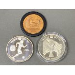 2x World Cup 1994 silver coins - 20 crowns Argentina winners & 5 crowns USA host nation coin plus