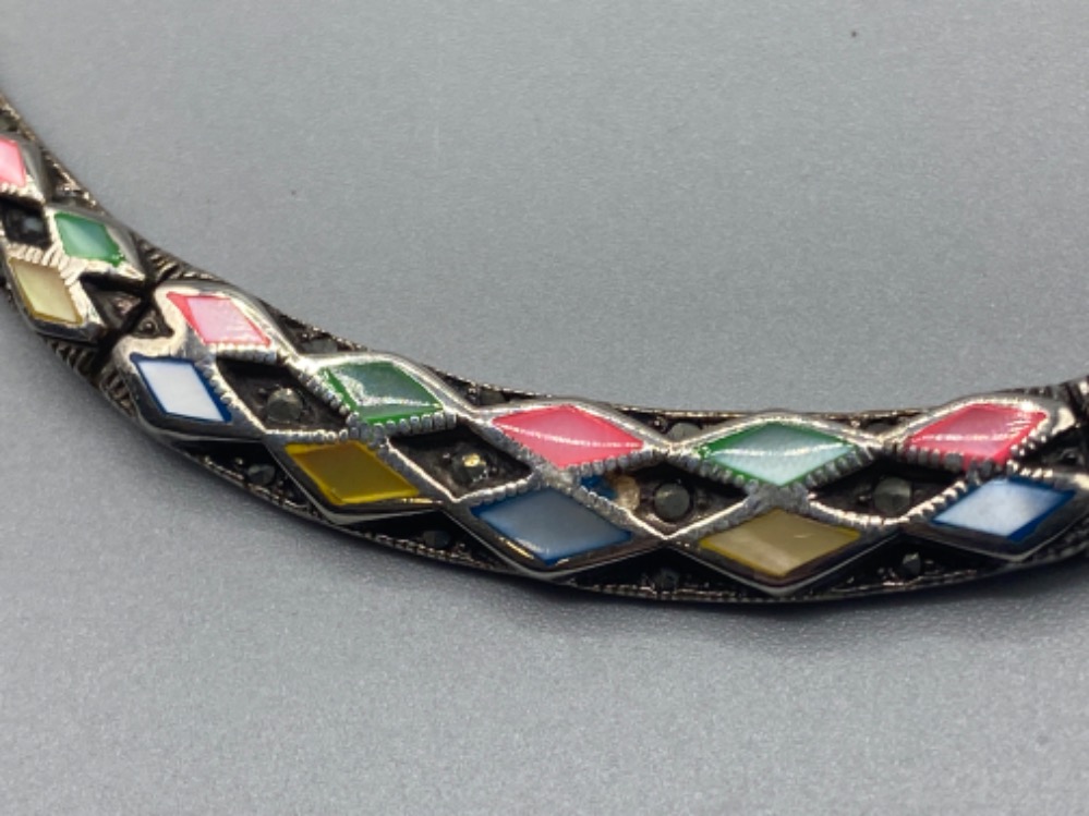 925 silver multi coloured enamelled necklace 30.9 - Image 2 of 2