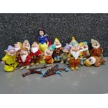 Box containing Walt Disney's Snow White & 7 drawfs figures, (multiple duplicates) 15 in total