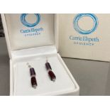 Silver and glass bead Carrie Elspeth drop earring in original case and box