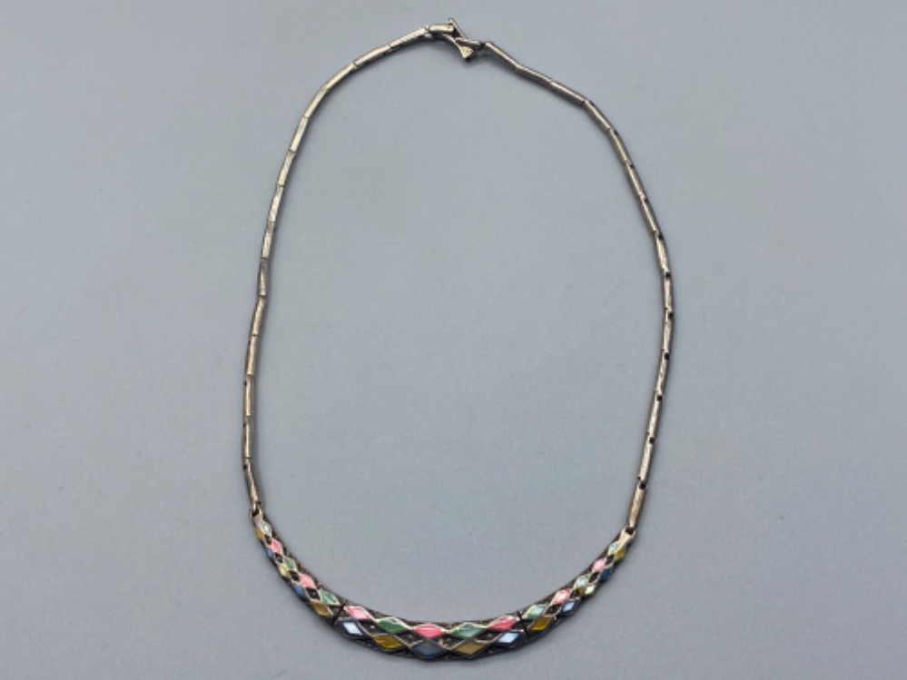 925 silver multi coloured enamelled necklace 30.9