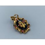 Rare Antique 18ct Gold Flower Basket Pendant/Brooch with Pink Sapphires & Seed Pearls with