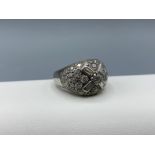 Vintage Diamond Cluster Ring Set in Platinum approximately 3.75cts of mixed Old Cut Diamonds Size