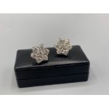 Large 18ct White Gold 7 Stone Cluster Diamond Earrings Totalling 3cts of Diamonds like new