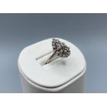 14xt White Gold & Diamond Pear Shaped Cluster Ring 3/4ct in very good condition Size H weighing 4.