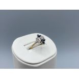 9ct Gold Fancy Diamond & Sapphire Ring Size N weighing 2.3 grams