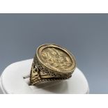 9ct Gold Centurion Medallion Ring Size U1/2 weighing 12.3 grams