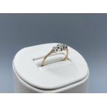 9ct Gold & Diamond Ring Size S weighing 1.3 grams