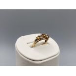 Vintage 9ct Gold 3 Stone Citrine & Seed Pearl Ring size N weighing 3.2 grams