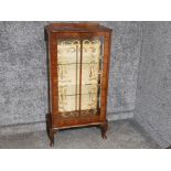 Vintage 3 tier mahogany china cabinet with glazed door & sides, with key
