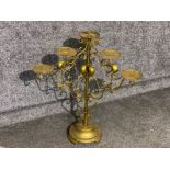 Large 3 way candle holder, (holds 7 candles) painted gold, height 72cm
