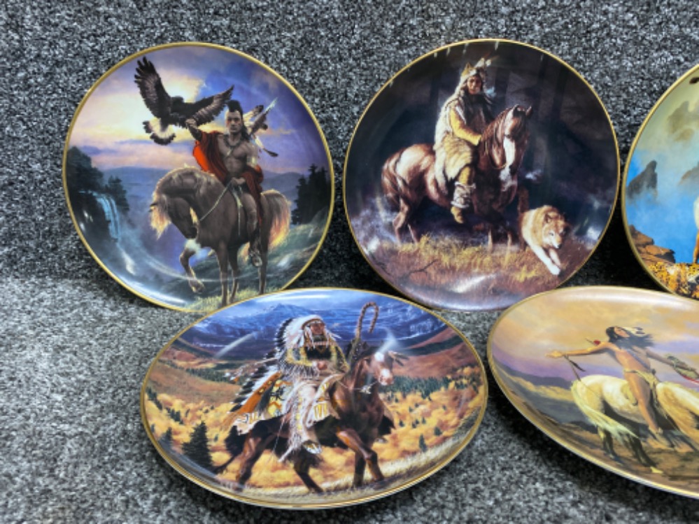 5x limited edition Franklin Mint collectors plates - Western heritage museum (Native American - Image 2 of 3