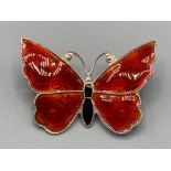A Danish silver and enamel butterfly brooch by Meka