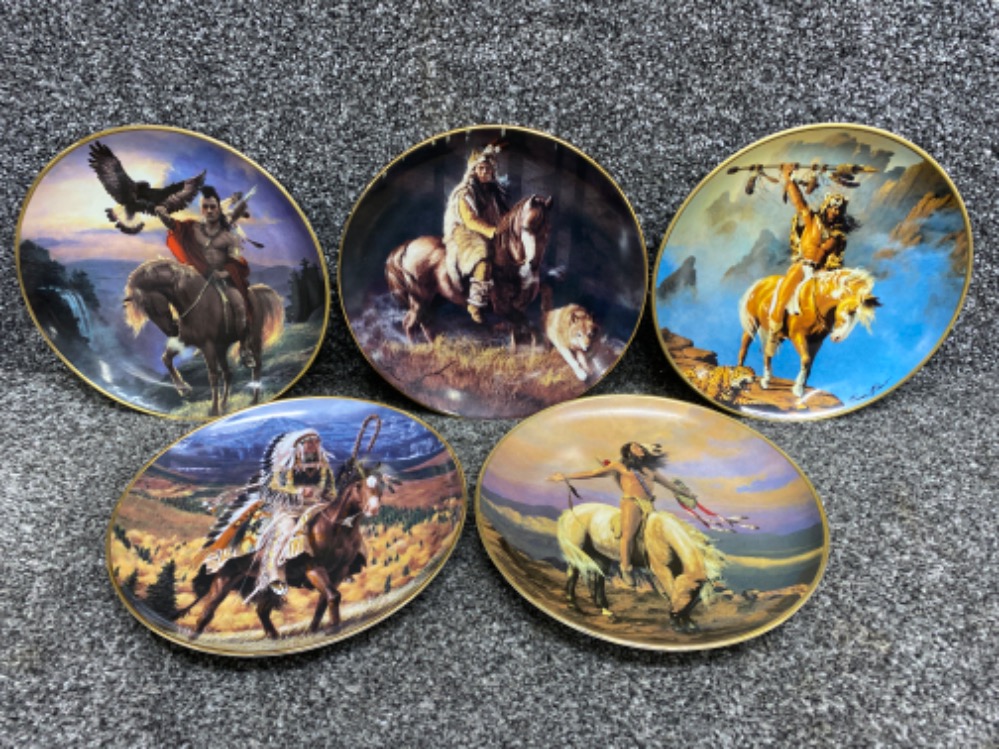 5x limited edition Franklin Mint collectors plates - Western heritage museum (Native American