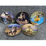 5x limited edition Franklin Mint collectors plates - Western heritage museum (Native American