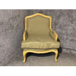 French inspired Sienna armchair, frame crafted from weathered Oak with upholstered back & seat.