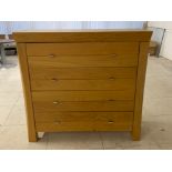 Large solid light Oak Barker & Stonehouse - Frana 4 drawer chest, 128x46.5cm, height 120cm