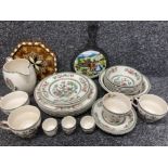 Johnson Bros Indian Tree pattern tableware and two trivets