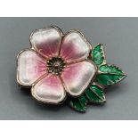 A Norwegian silver and enamel flower brooch by David Anderson