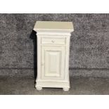 Painted white bedside cupboard fitted with a single drawer - by Country Corner