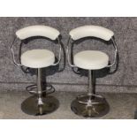 2 cream leatherette & metal framed adjustable bar stools