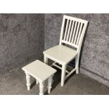 Modern contemporary bedroom chair in white with matching footstool