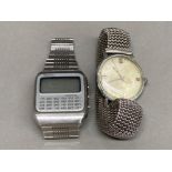 Two gents wristwatches: Seiko calculator and Incabloc