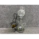 Antique glass defuser/decanter - metal frame with hanging lantern design