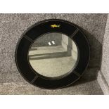 Circular shaped hanging mirror by Paul & Shark with leatherette frame, diameter (including frame)