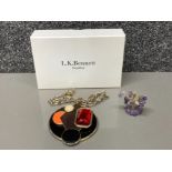 An L K Bennett necklace (boxed) and an amethyst tree sculpture