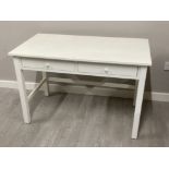 A white desk with two single drawers 110cm wide