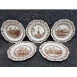 Set of 5 Wedgwood L.N.E.R cathedral seties dessert plates