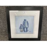 An oil painting by Jan Smith in the style of Alexander Miller a father and son walking signed 25 x