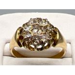 Ladies 18ct gold diamond cluster ring. Comprising of 8 rose cut diamonds set in claw settings approx