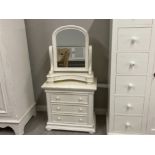 A white painted dressing table mirror and small drawers