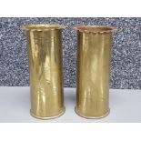 WWI- Pair of brass trench art vases "Polte Magdaberg 1916" (artillery shells)