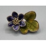 A Norwegian silver and enamel flower brooch by Hroar Prydz