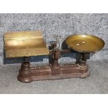 Large Set of vintage brass & cast iron balance scales