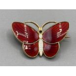 A Norwegian silver and enamel butterfly brooch