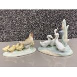 2x Nao by Lladro figured ornaments includes ‘Hen with chicks & group of 3 Geese