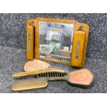 Vintage brass brush set together with a wall hanging brush and mirror piece