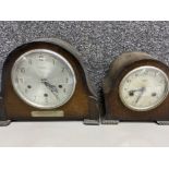 2 x oak Smiths mantle clocks both with pendulums