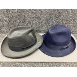 Two wool trilby hats, one made in Salzburg