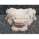 Oriental Heavily carved soapstone ash tray with foo dog design