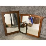 An over mantle mirror, a rectangular wall mirror and a small wall mirror with metal work frame