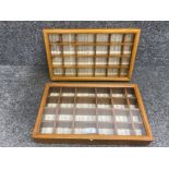 Two wooden collectors display cabinets
