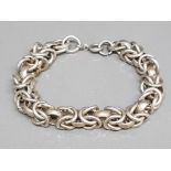 7" double ring silver bracelet - 26.8gms