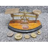 Good set of brass letter or post office scales with brass weights