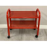 1980s Red metal two tier habitat trolley