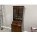 Inlaid Mahogany Bureau bookcase fitted with three drawers